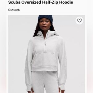 Lululemon Athletica Light Gray Scuba Half-Zip Hoodie